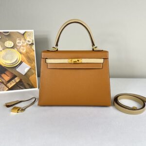 Hermès Gold and Trench Epsom Kelly 25 with Gold Hardware