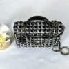 Chanel 25C Black and White Tweed Top Handle Vanity Case with Chain