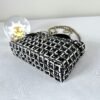 Chanel 25C Black and White Tweed Top Handle Vanity Case with Chain