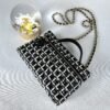 Chanel 25C Black and White Tweed Top Handle Vanity Case with Chain