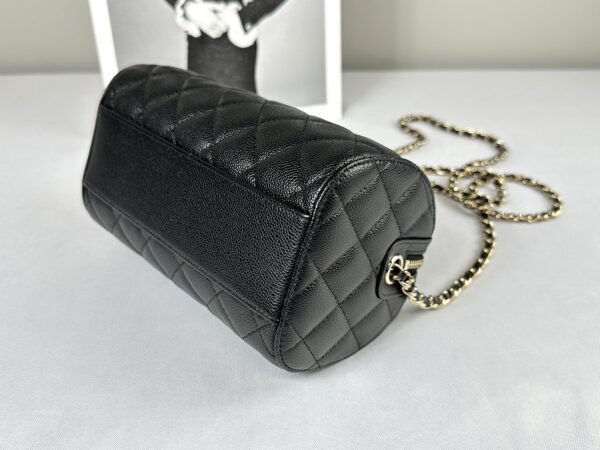 Chanel 25P Black Caviar Bowling Bag