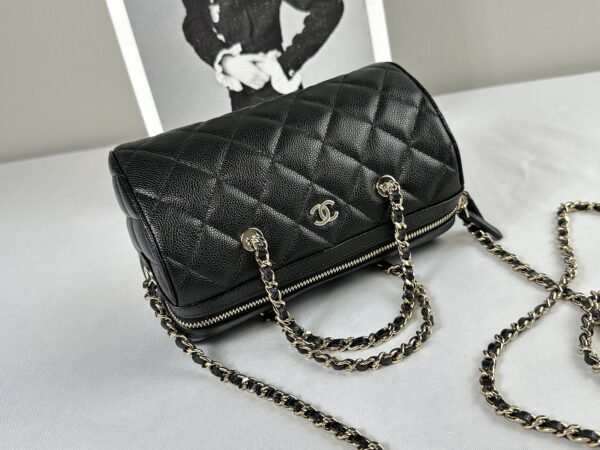 Chanel 25P Black Caviar Bowling Bag