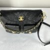 Chanel 25P Black Caviar Messenger Bag