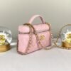 Chanel 25P Pink Caviar Top Handle Long Vanity with Removable Chain