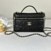 Chanel 25C Black Caviar Top Handle Long Vanity with Removable Chain