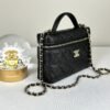 Chanel 25C Black Caviar Top Handle Long Vanity with Removable Chain