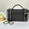 Chanel 25C Black Caviar Top Handle Long Vanity with Removable Chain