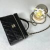 Chanel 25C Black Caviar Top Handle Long Vanity with Removable Chain