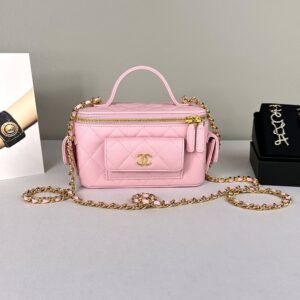 Chanel 25P Pink Caviar Top Handle Vanity with Chain