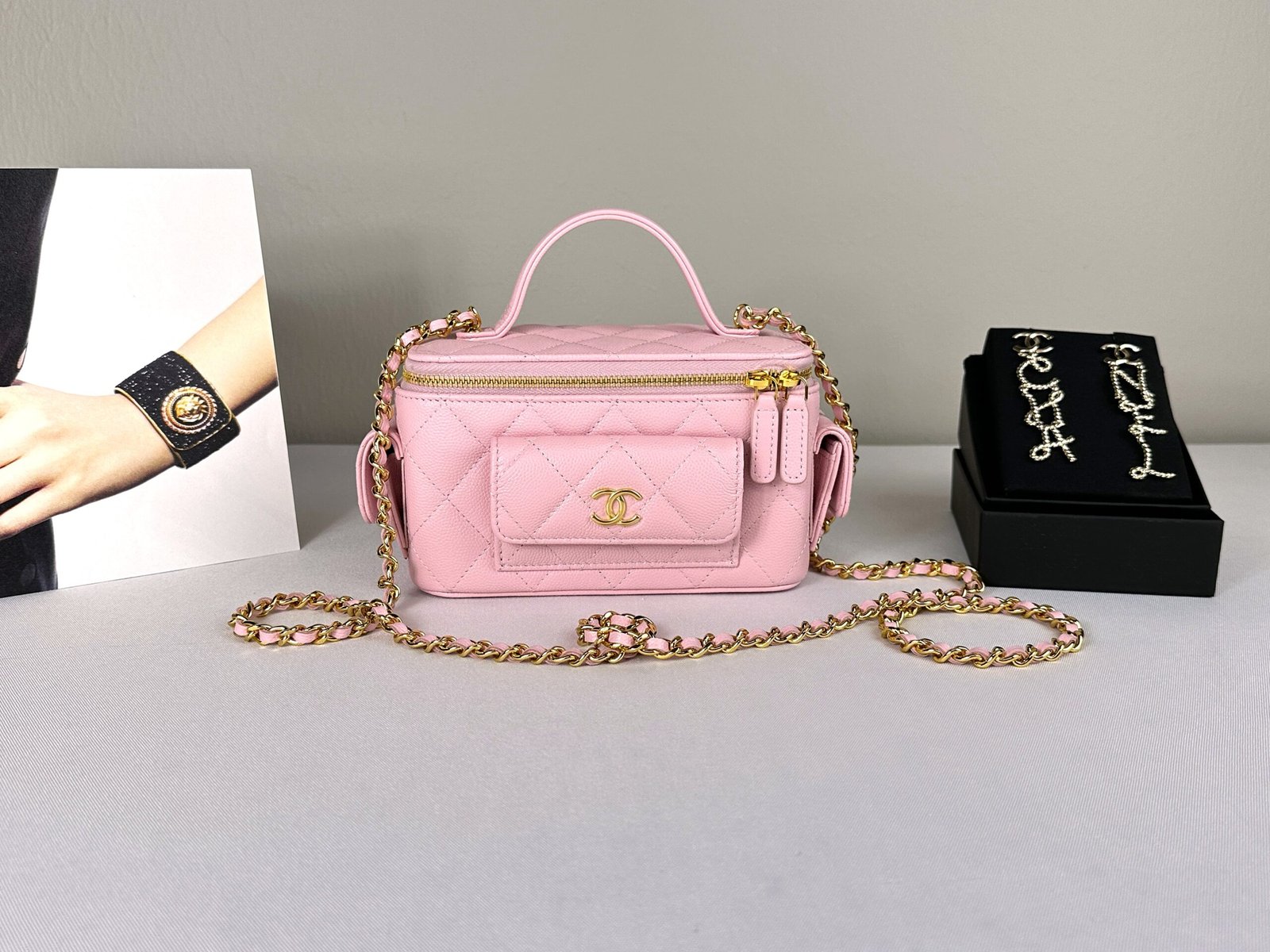 Chanel 25P Pink Caviar Top Handle Vanity with Chain – Orchmelia