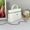 Chanel 25C White Caviar Vanity Case with Chain