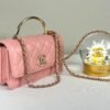 Chanel 24K Pink Lambskin Diamond Logo Wallet on Chain