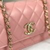 Chanel 24K Pink Lambskin Diamond Logo Wallet on Chain