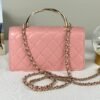 Chanel 24K Pink Lambskin Diamond Logo Wallet on Chain