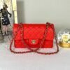 Chanel 25C Red Caviar Small Classic Flap with Light Gold Hardware.