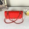 Chanel 25C Red Caviar Small Classic Flap with Light Gold Hardware.