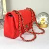 Chanel 25C Red Caviar Small Classic Flap with Light Gold Hardware.