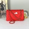 Chanel 25C Red Caviar Small Classic Flap with Light Gold Hardware.