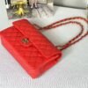 Chanel 25C Red Caviar Small Classic Flap with Light Gold Hardware.