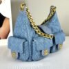 Chanel 25C Light Blue Denim Trendy Pockets Small Hobo Bag