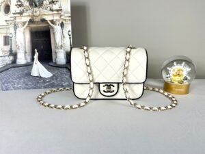 Chanel 25P White Lambskin Flap Bag