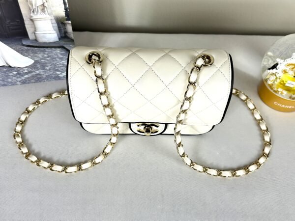 Chanel 25P White Lambskin Flap Bag