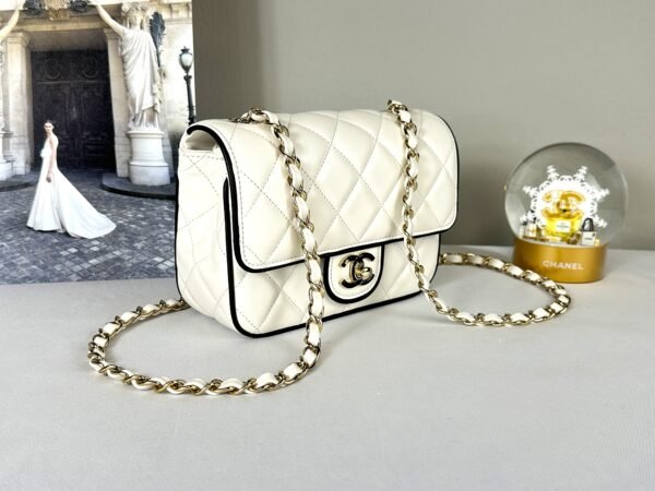 Chanel 25P White Lambskin Flap Bag