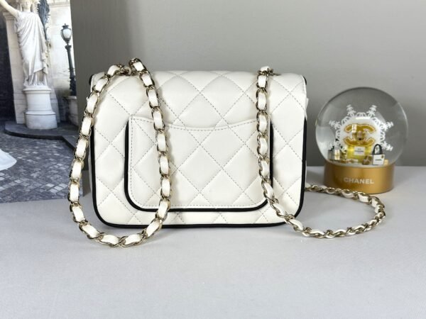 Chanel 25P White Lambskin Flap Bag