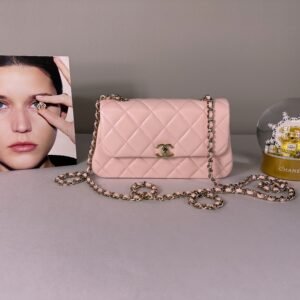 Chanel 25S Pink Lambskin Flap & Go Wallet on Chain