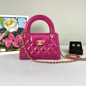 Chanel 24A Fuchsia Shiny Calfskin Kelly Bag