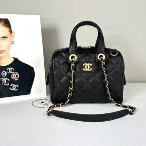 Chanel 25A Black Caviar Small CC Travel Bag