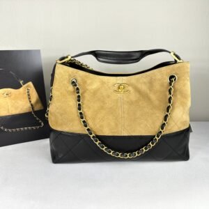 Chanel 25A Beige Suede Small Hobo Bag