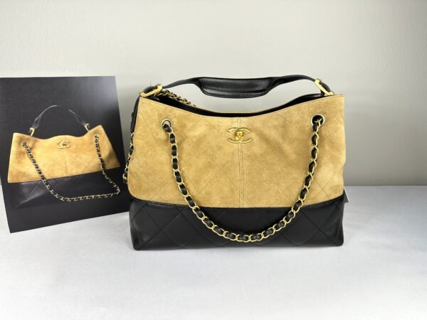 Chanel 25A Beige Suede Small Hobo Bag