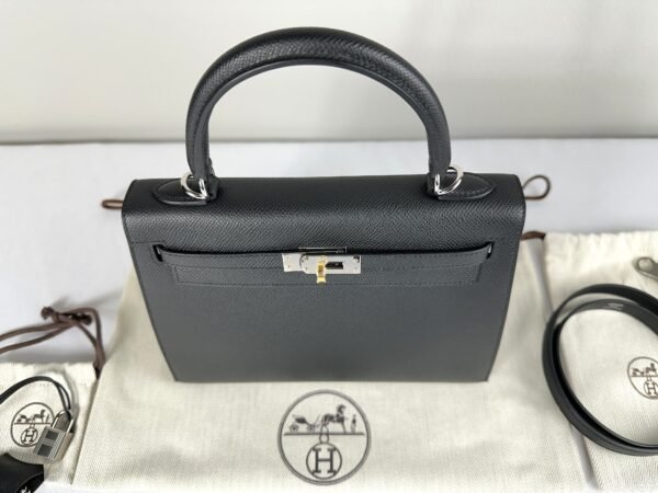 Hermès Black Epsom Kelly 25 with Palladium Hardware