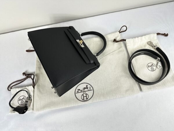 Hermès Black Epsom Kelly 25 with Palladium Hardware