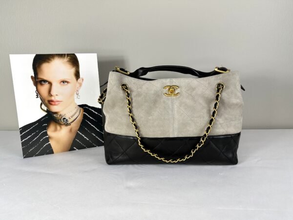 Chanel 25A Grey Suede Hobo Bag