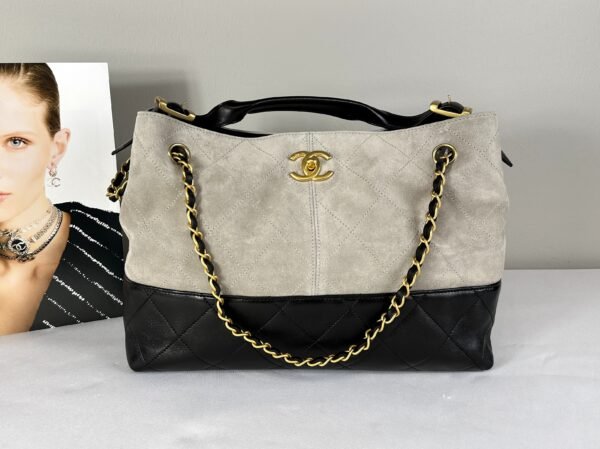 Chanel 25A Grey Suede Hobo Bag