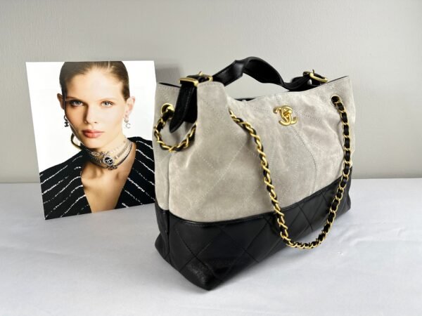 Chanel 25A Grey Suede Hobo Bag