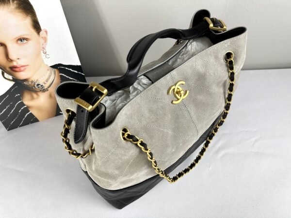 Chanel 25A Grey Suede Hobo Bag