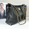 Chanel 25A Black Calfskin Small Shopping Tote