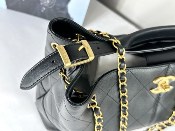 Chanel 25A Black Calfskin Small Shopping Tote