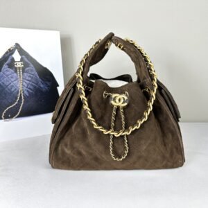 Chanel 25K Dark Brown Suede Small Size 25 Hobo Bag
