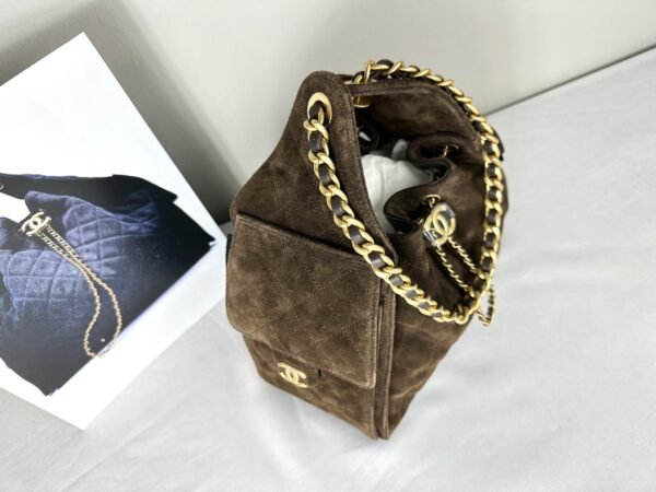 Chanel 25K Dark Brown Suede Small Size 25 Hobo Bag