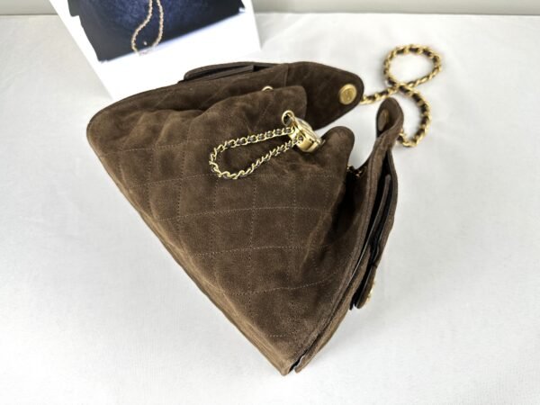 Chanel 25K Dark Brown Suede Small Size 25 Hobo Bag