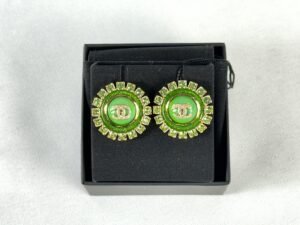 IMG_9644 Chanel 24A Green Enamel and Crystal Earrings