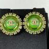 Chanel 24A Green Enamel and Crystal Earrings