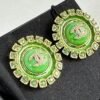 Chanel 24A Green Enamel and Crystal Earrings