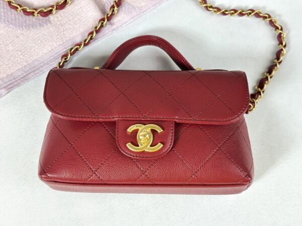 Chanel 25K Burgundy Caviar Top Handle Flap Bag