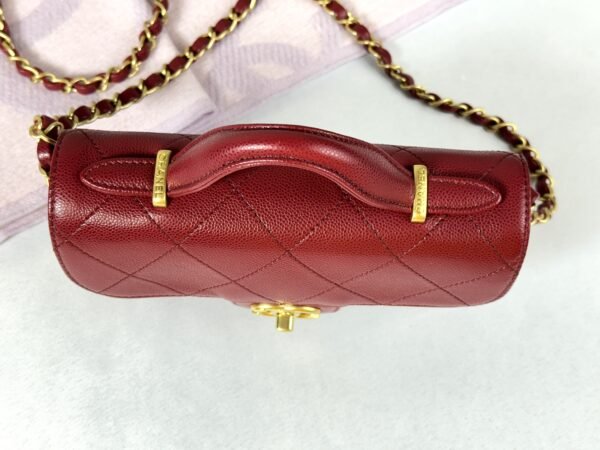 Chanel 25K Burgundy Caviar Top Handle Flap Bag