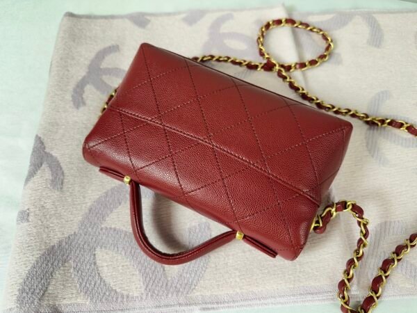 Chanel 25K Burgundy Caviar Top Handle Flap Bag